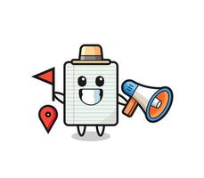 Character cartoon of paper as a tour guide vector