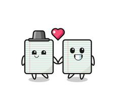 paper cartoon character couple with fall in love gesture vector