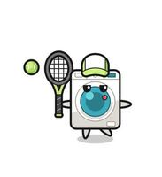 Cartoon character of washing machine as a tennis player vector