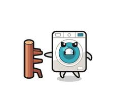 washing machine cartoon illustration as a karate fighter vector