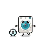 Illustration of washing machine cartoon is playing soccer vector