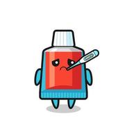 personaje de mascota de pasta de dientes con fiebre vector