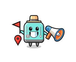 Character cartoon of toaster as a tour guide vector