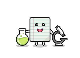 Mascot character of paper as a scientist vector