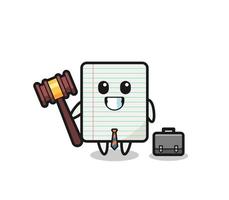 ilustración de mascota de papel como abogado vector