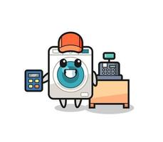 Illustration of washing machine character as a cashier vector