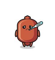 sausage mascot character with fever condition vector