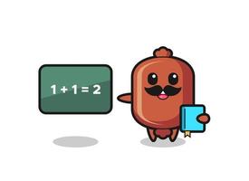 Illustration of sausage character as a teacher vector