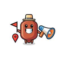 Character cartoon of sausage as a tour guide vector