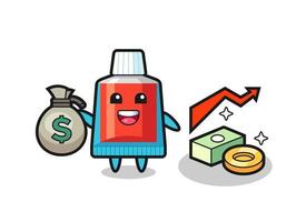 toothpaste illustration cartoon holding money sack vector