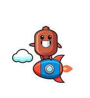 sausage mascot character riding a rocket vector