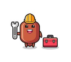 Mascot cartoon of sausage as a mechanic vector