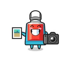 Character Illustration of toothpaste as a photographer vector