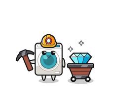 Character Illustration of washing machine as a miner vector