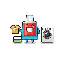 Mascot cartoon of toothpaste with washing machine vector