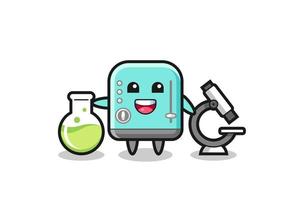 Mascot character of toaster as a scientist vector