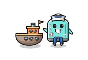 Character mascot of toaster as a sailor man vector