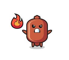 sausage character cartoon with angry gesture vector