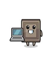 Mascot Illustration of carpet with a laptop vector