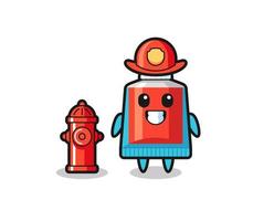 Mascot character of toothpaste as a firefighter vector