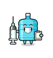 ilustración de mascota de una botella de agua de un galón como médico vector