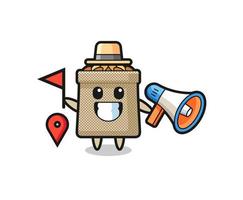 Character cartoon of wheat sack as a tour guide vector