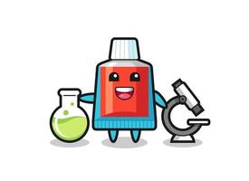 Mascot character of toothpaste as a scientist vector