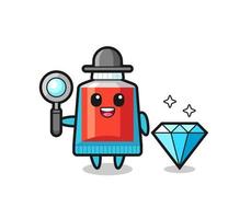 Illustration of toothpaste character with a diamond vector