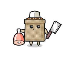 Illustration of wheat sack character as a butcher vector