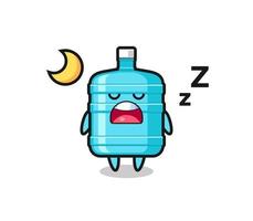 gallon water bottle character illustration sleeping at night vector