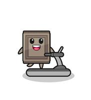 carpet cartoon character walking on the treadmill vector