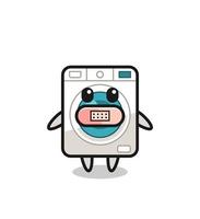 Cartoon Illustration of washing machine with tape on mouth vector