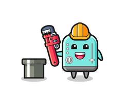 Character Illustration of toaster as a plumber vector