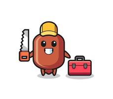 Illustration of sausage character as a woodworker vector