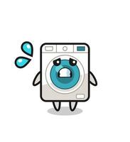 washing machine mascot character with afraid gesture vector