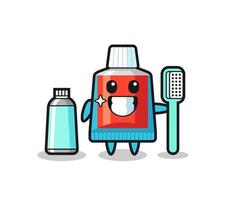 Mascot Illustration of toothpaste with a toothbrush vector