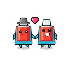 toothpaste cartoon character couple with fall in love gesture vector