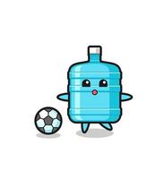 Illustration of gallon water bottle cartoon is playing soccer vector