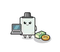 Mascot Illustration of paper as a hacker vector