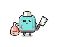 Illustration of toaster character as a butcher vector