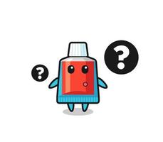 Cartoon Illustration of toothpaste with the question mark vector