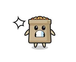 wheat sack character cartoon with shocked gesture vector