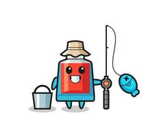 Mascot character of toothpaste as a fisherman vector