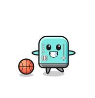 ilustración de dibujos animados de tostadora está jugando baloncesto vector