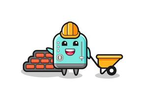 Cartoon character of toaster as a builder vector