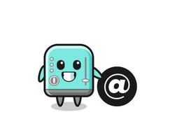 Cartoon Illustration of toaster standing beside the At symbol vector