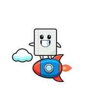 paper mascot character riding a rocket vector
