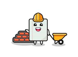 Cartoon character of paper as a builder vector