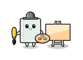 ilustración de mascota de papel como pintor vector