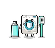 Mascot Illustration of washing machine with a toothbrush vector